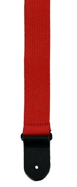 Perris 2" Red Cotton Guitar Strap with Leather ends