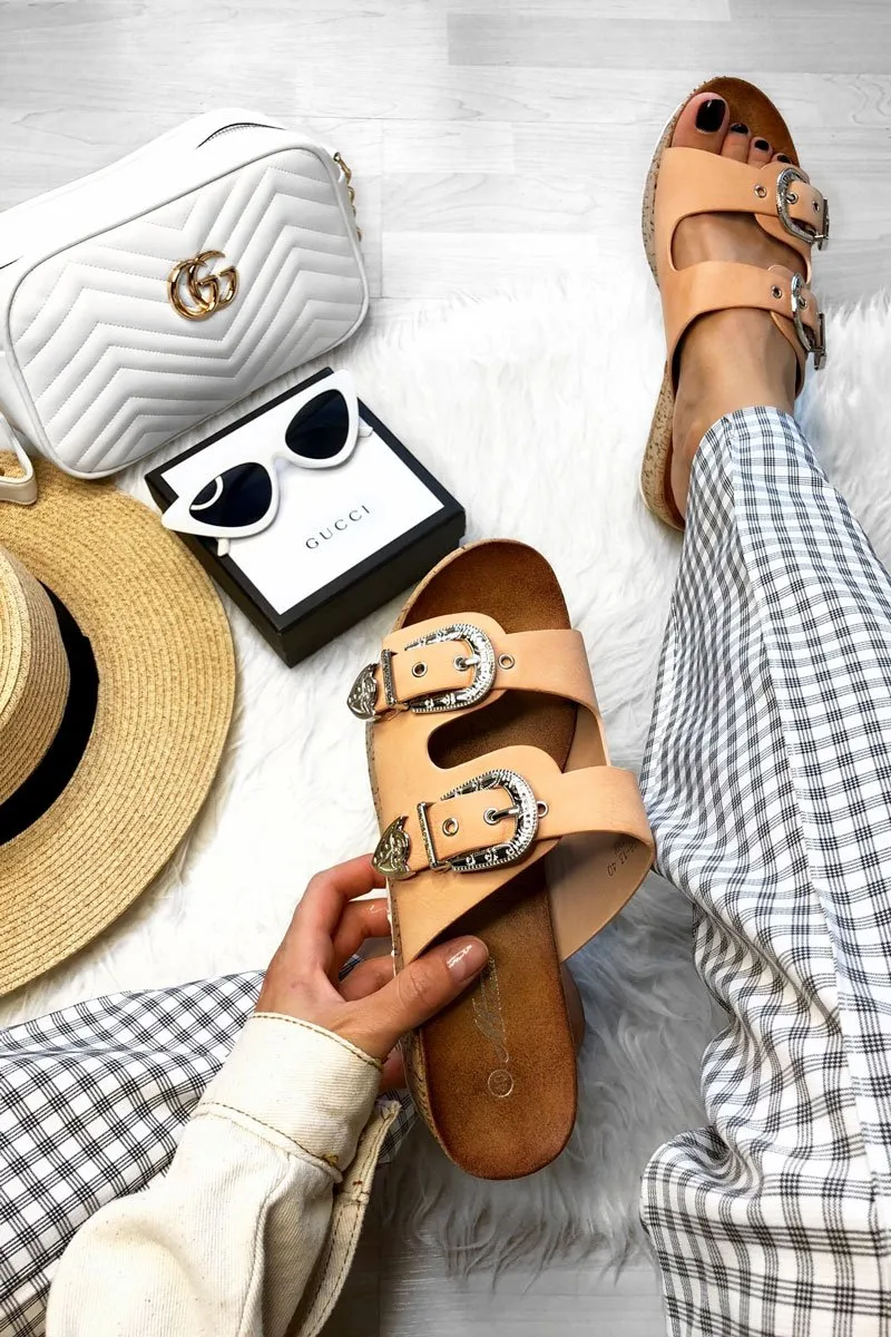 Pink Western Buckle Wedged Mule - Iszabella