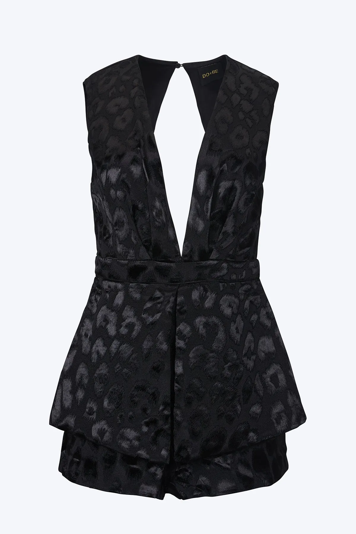 PLUNGING CUTOUT SATIN-JACQUARD ROMPER