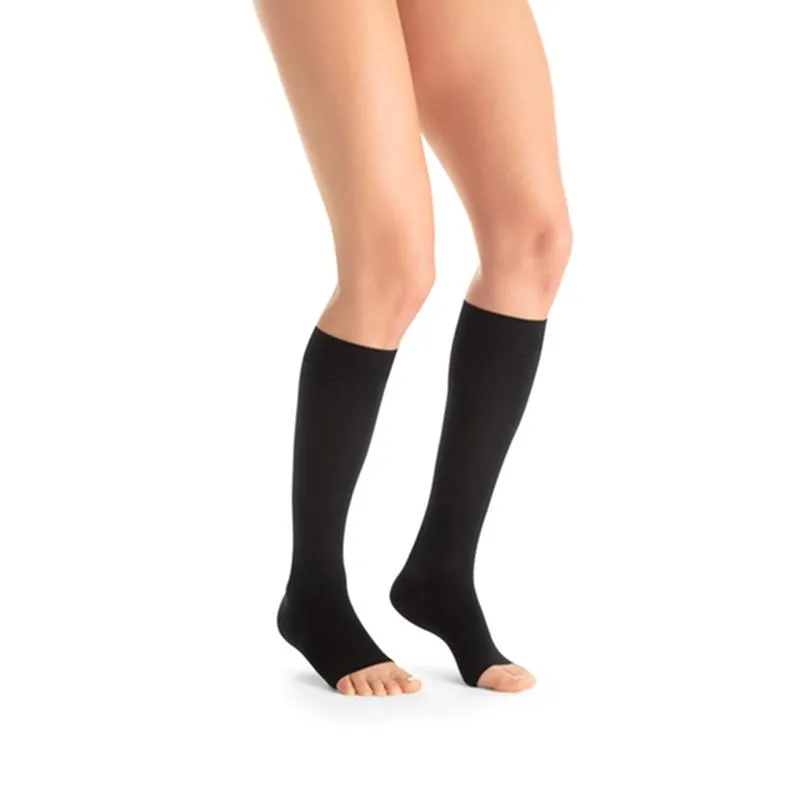 PR/1 JOBST ULTRASHEER WOMEN, KNEE HIGH, 20-30MMHG, LG, FULL CALF, CLASSIC BLACK, OPEN TOE