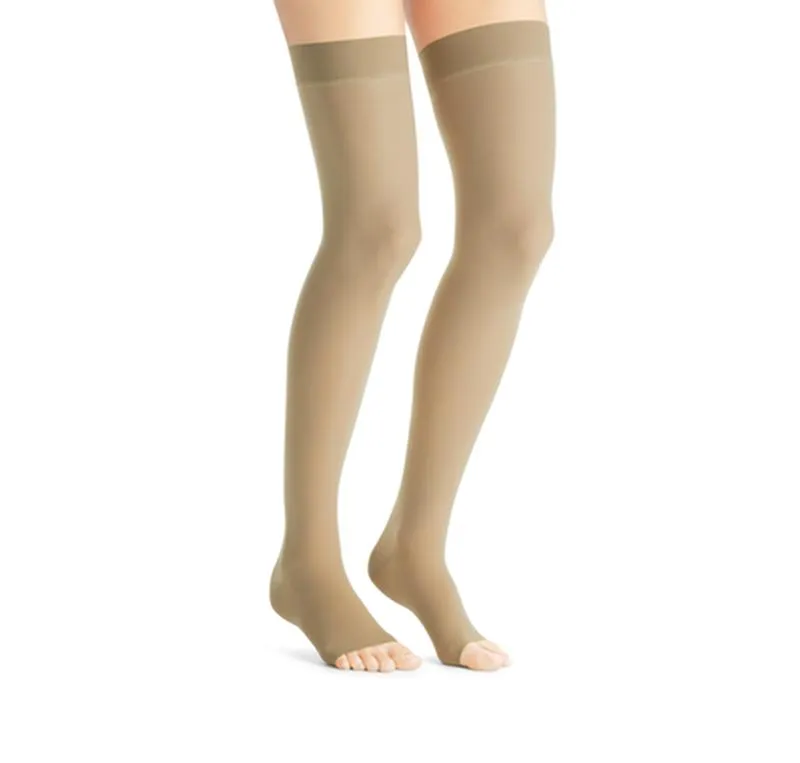 PR/1 JOBST ULTRASHEER WOMEN, THIGH HIGH W/SIL DOT BAND, 15-20MMHG, SM, NATURAL, OPEN TOE