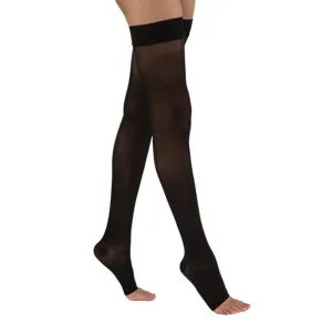 PR/1 JOBST ULTRASHEER WOMEN, THIGH HIGH W/SIL DOT BAND, 20-30MMHG, MD, CLASSIC BLACK, OPEN TOE