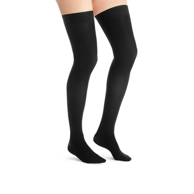 PR/1 JOBST ULTRASHEER WOMEN, THIGH HIGH W/SIL DOT BAND, 30-40MMHG, SM, CLASSIC BLACK, CLOSED TOE