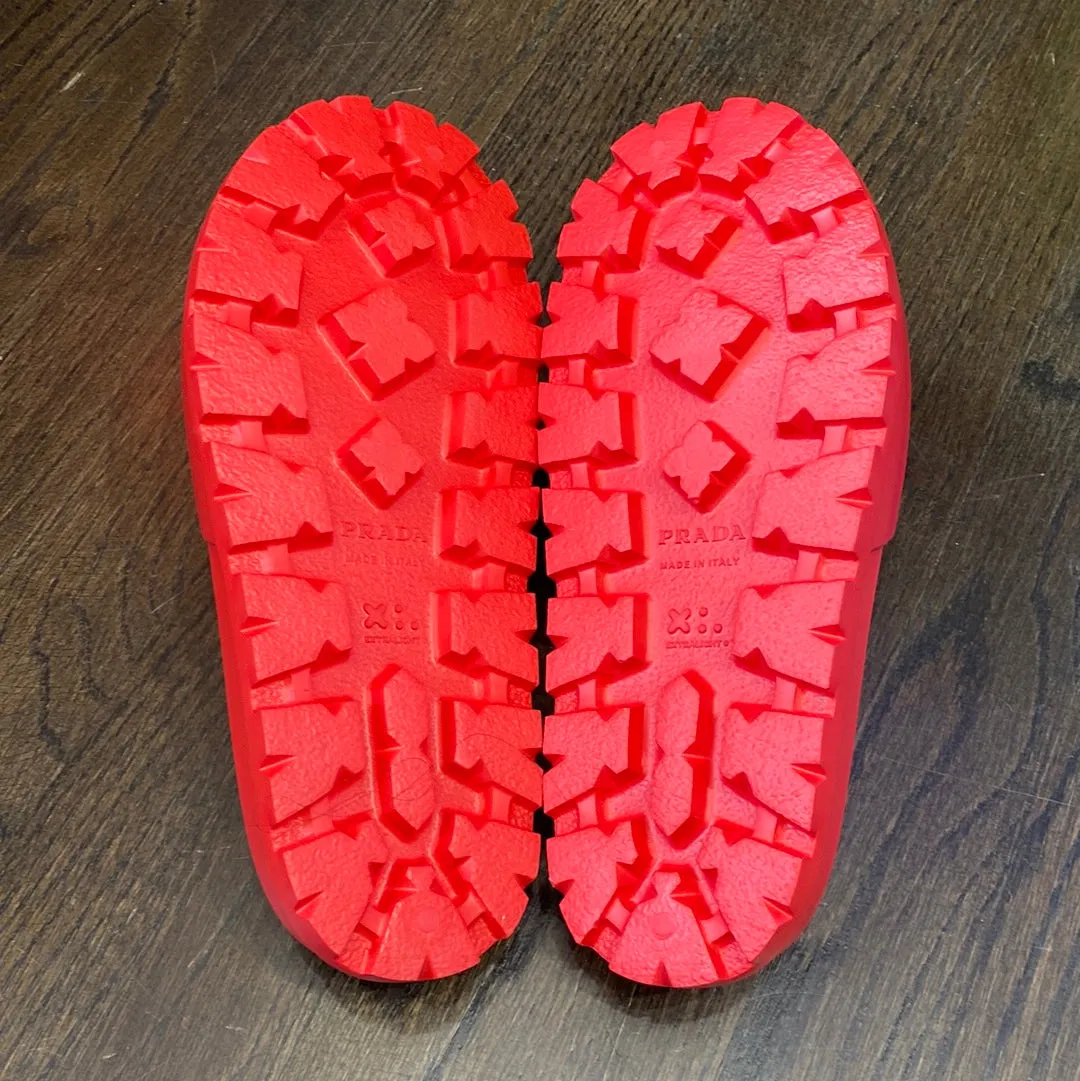 Prada Red Rubber Soft Logo Slides