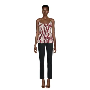 PRADA Silk Lipstick Leather Strap Top Spring 2000 | Size 44 IT