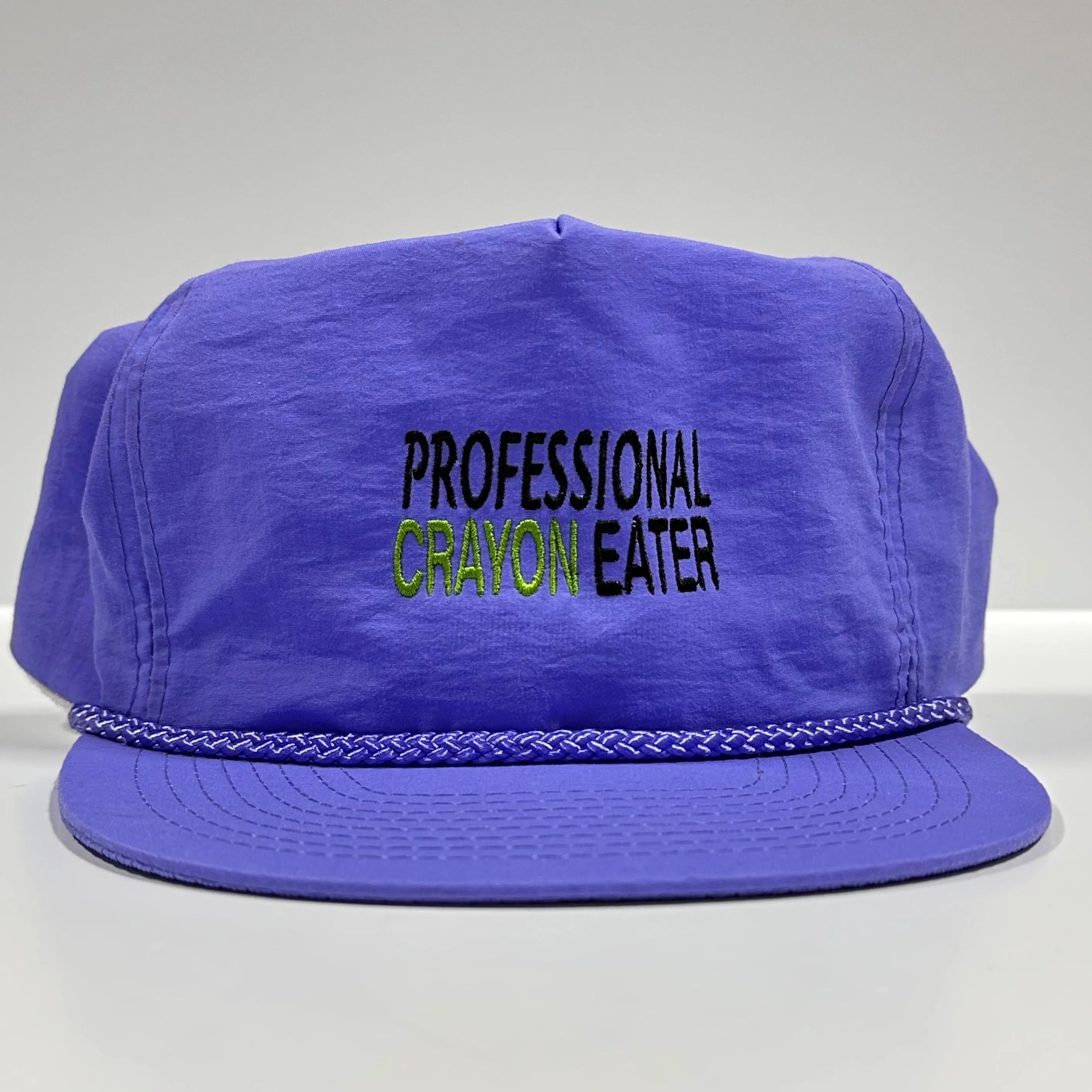 Professional Crayon Eater Neon Rope Velcro Black Cap Hat Custom Embroidered