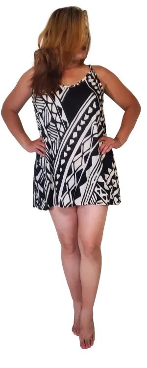 Puamana Dress - Tribal - Black & White