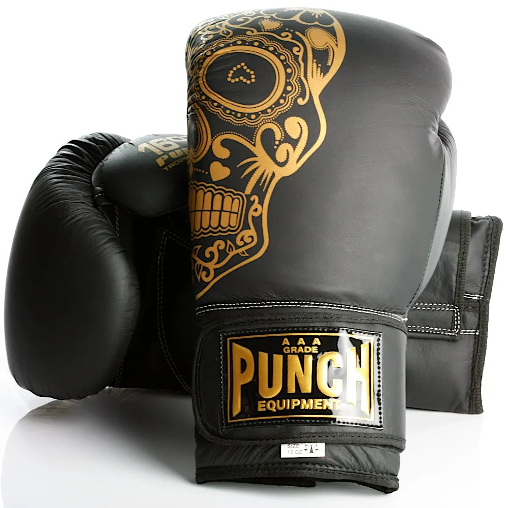 Punch Equipment Trophy Getters Gold Skull Commercial Boxing Gloves