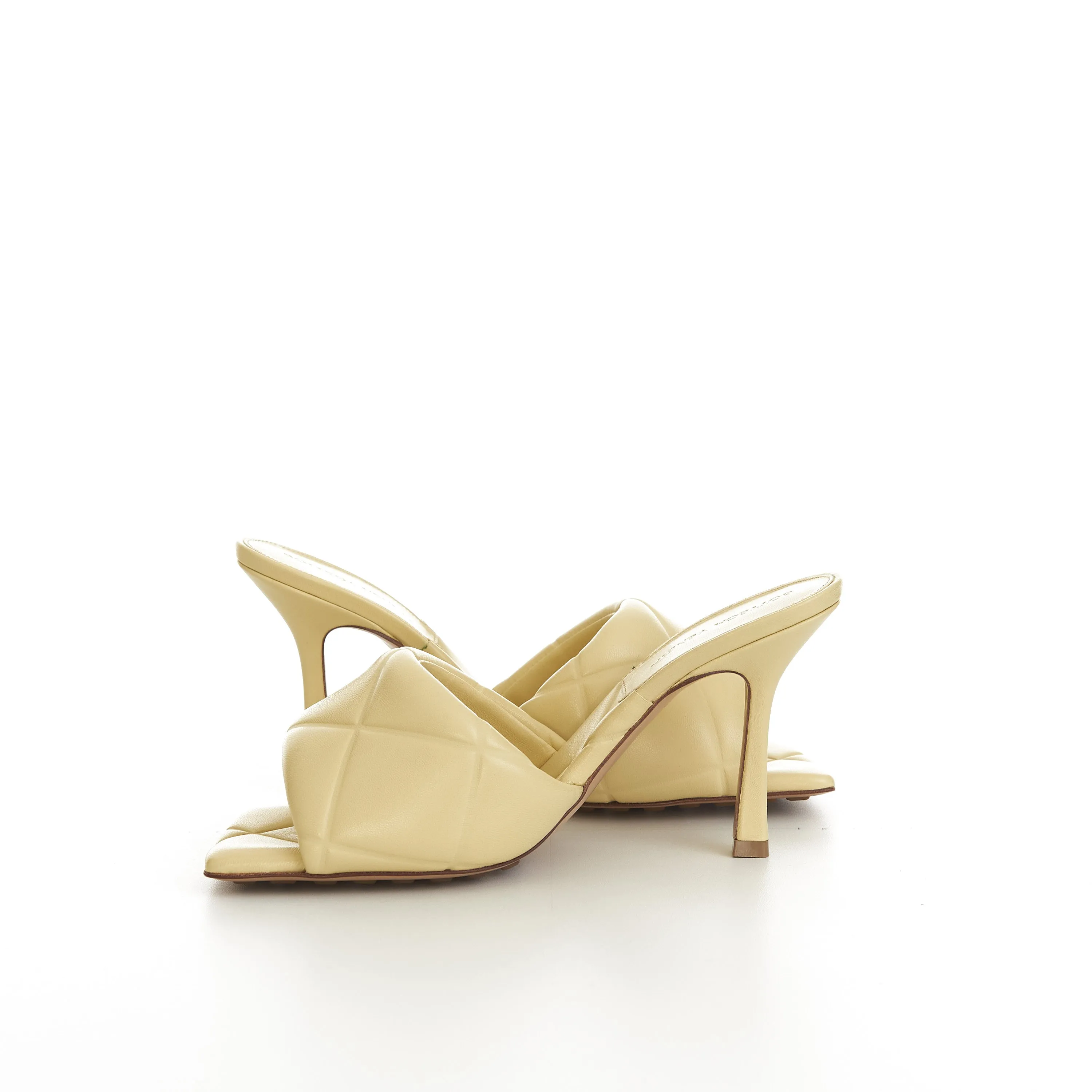 Quilted Lido Mules In Moon Beam Yellow Leather