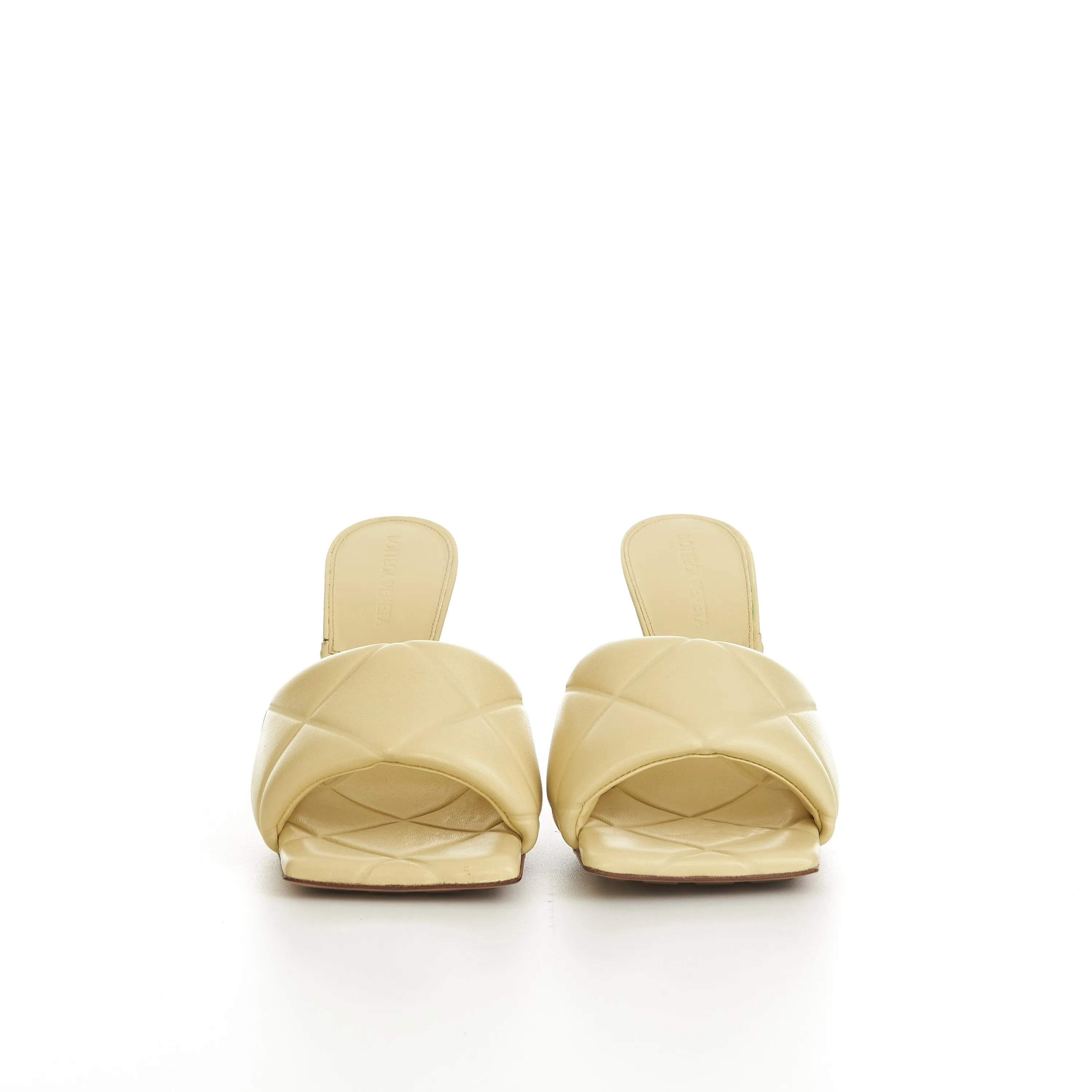 Quilted Lido Mules In Moon Beam Yellow Leather