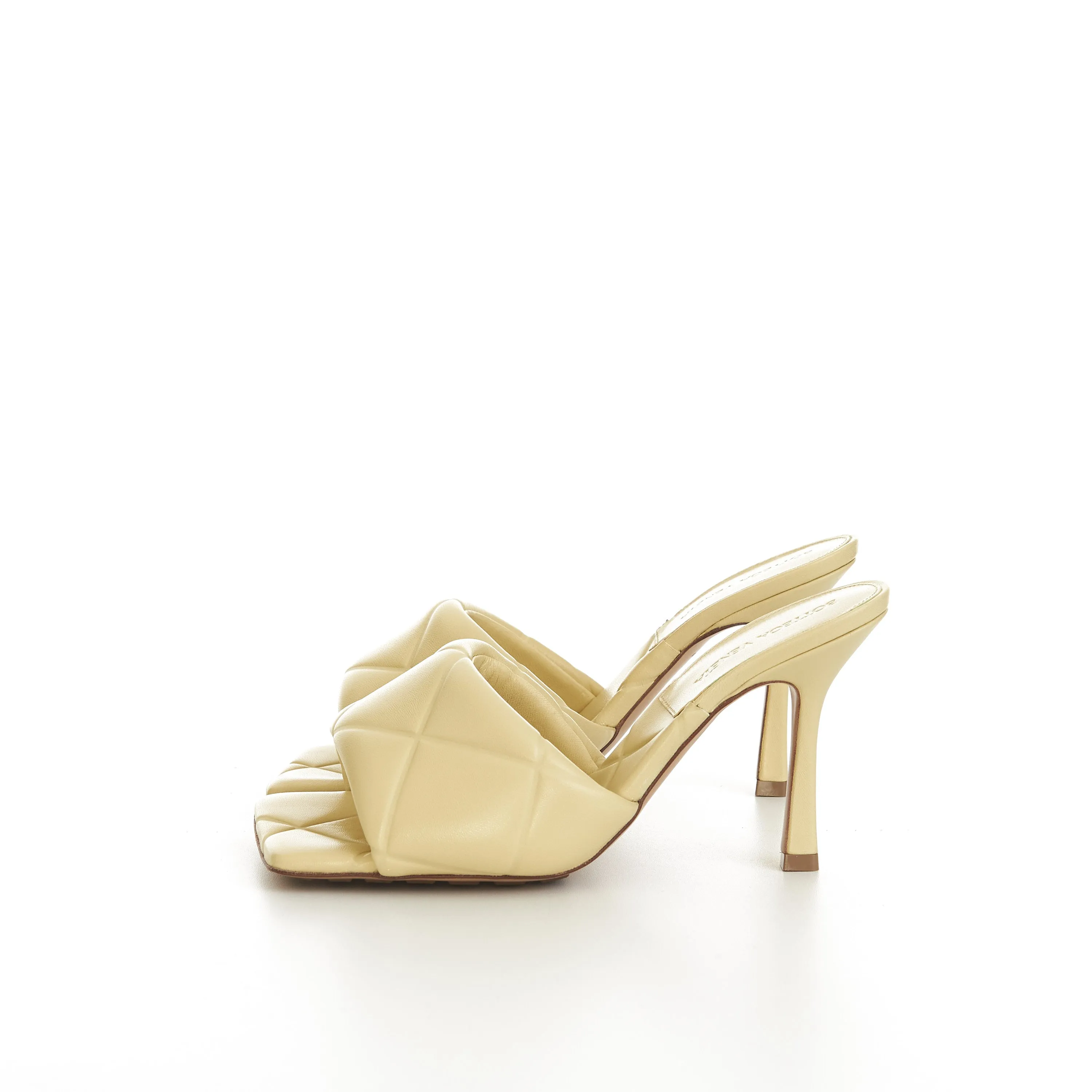 Quilted Lido Mules In Moon Beam Yellow Leather