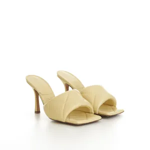 Quilted Lido Mules In Moon Beam Yellow Leather