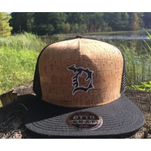 "Michigan D" Cork Flat Bill Hat Black D