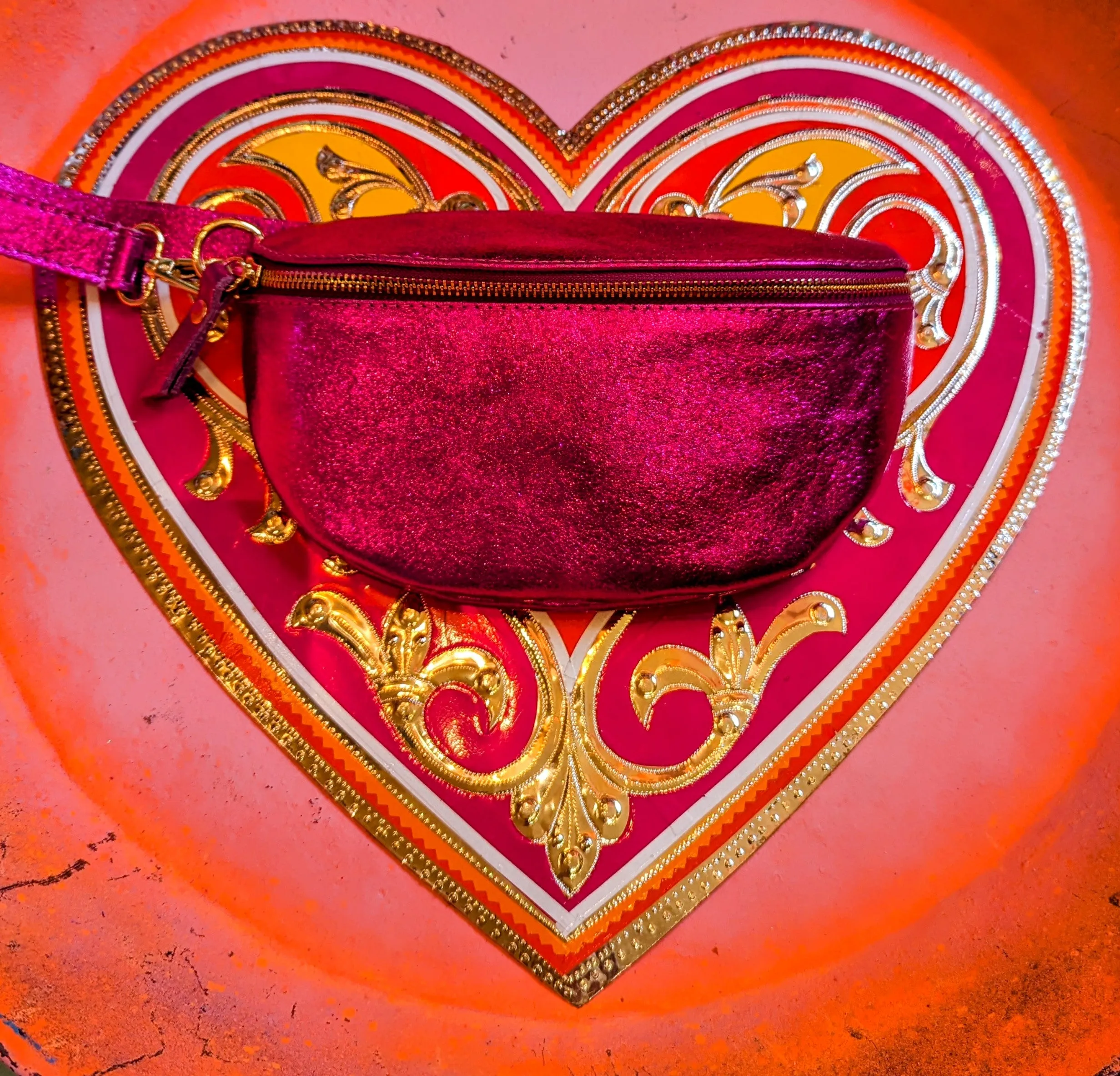 Rainbow metallic leather bum bag
