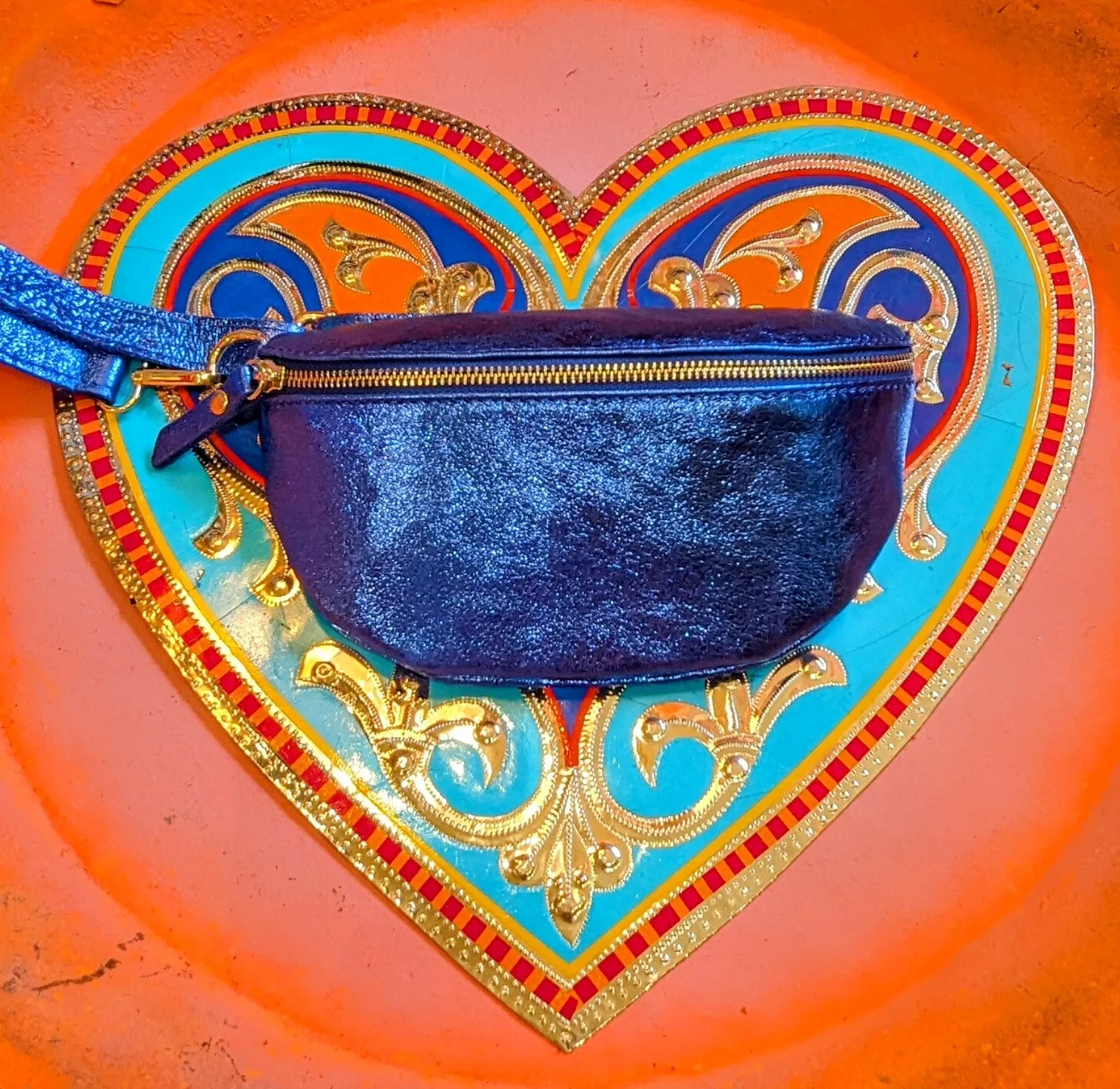 Rainbow metallic leather bum bag