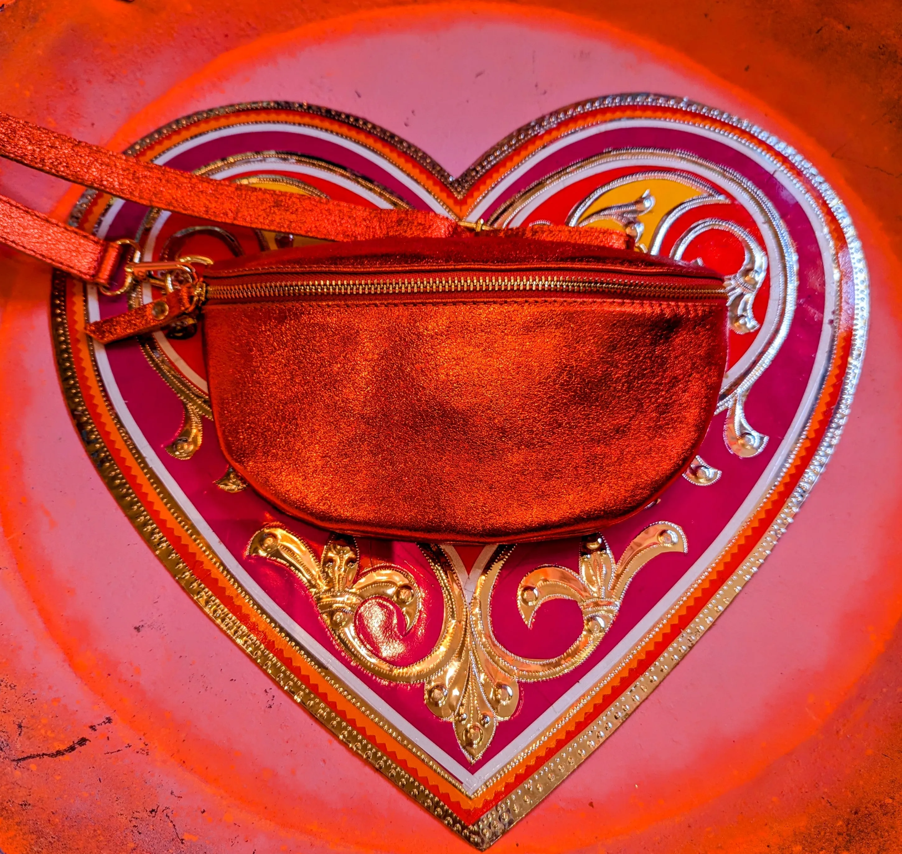 Rainbow metallic leather bum bag