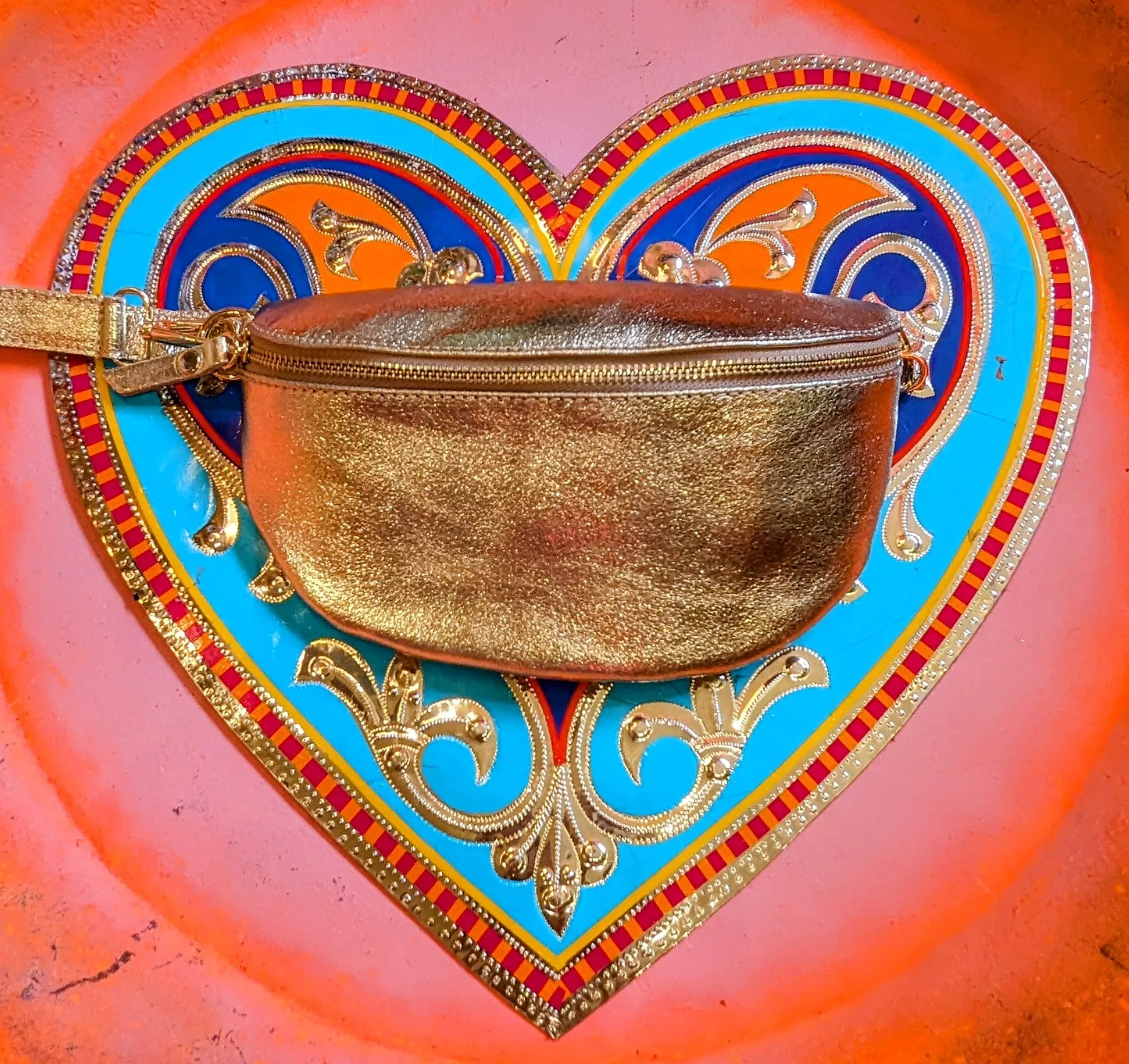 Rainbow metallic leather bum bag