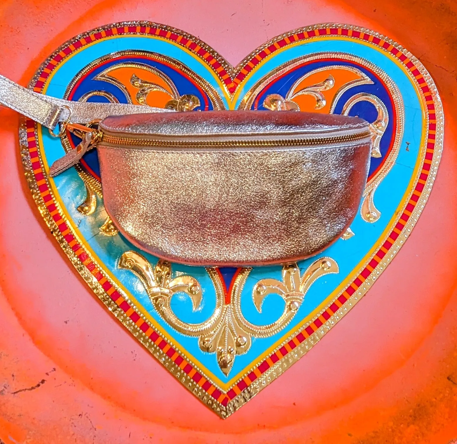 Rainbow metallic leather bum bag