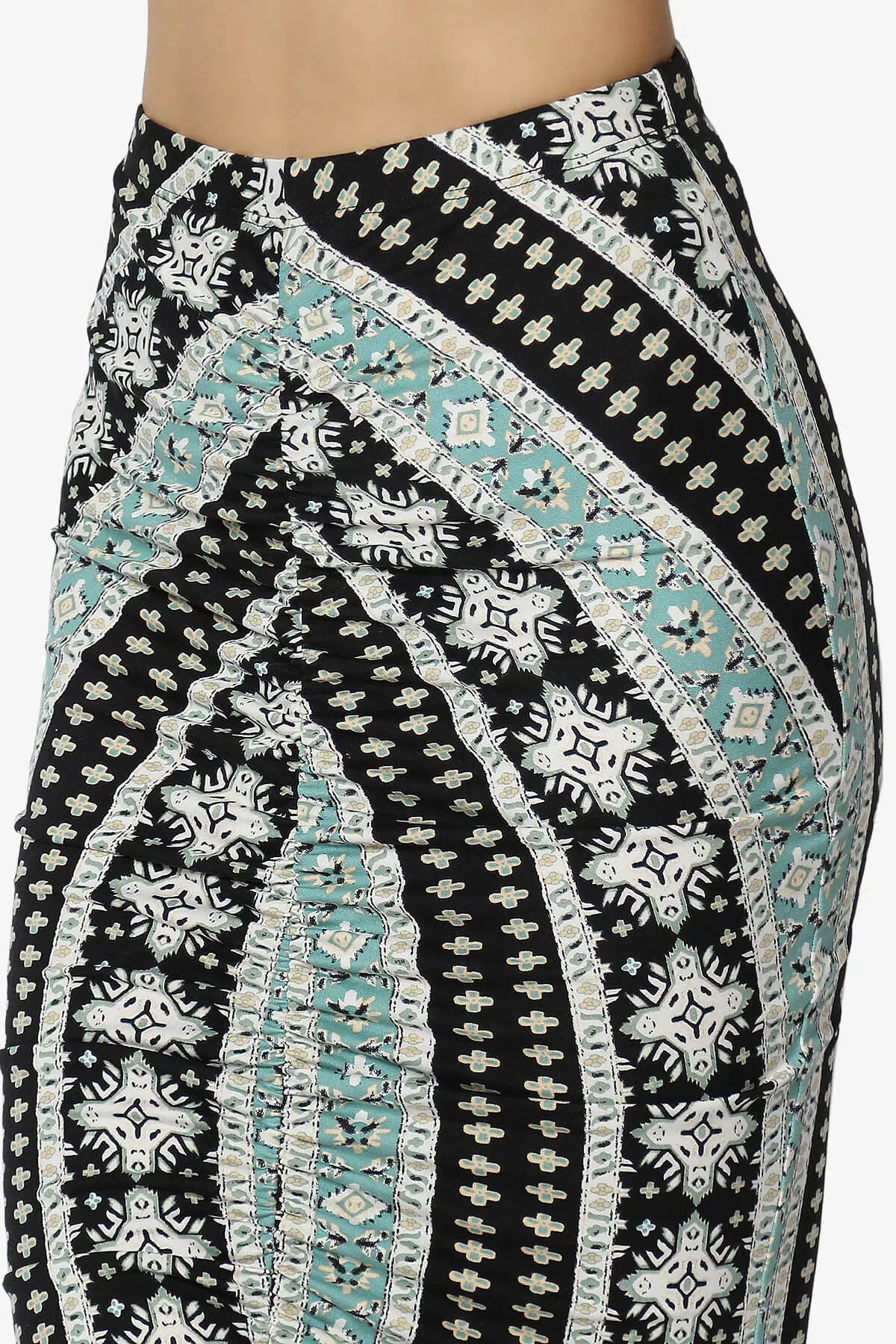 Rally Printed Halter Bra Top & Ruched Midi Skirt SET