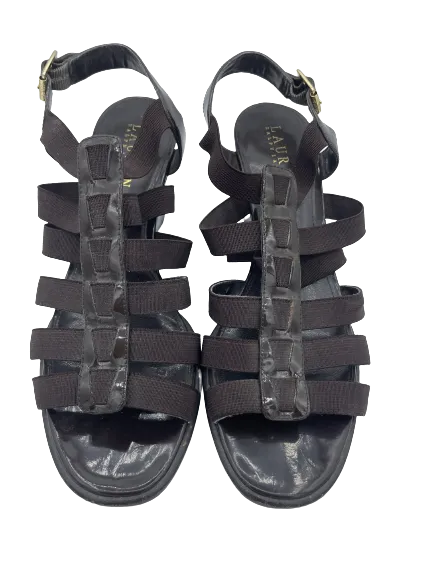 Ralph Lauren Brown Strappy Wedges