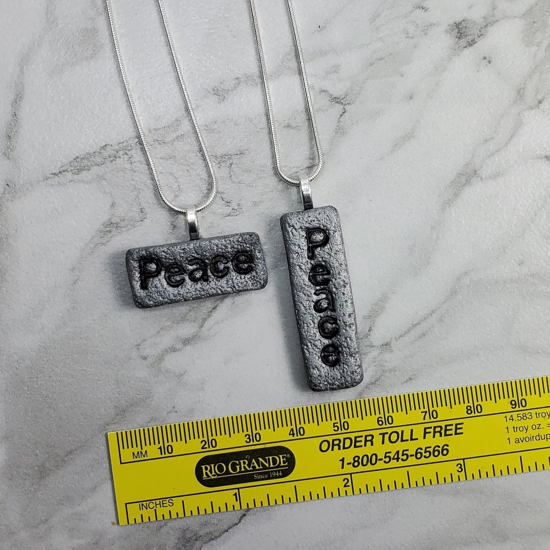 Rectangle Pendant - Peace Rock