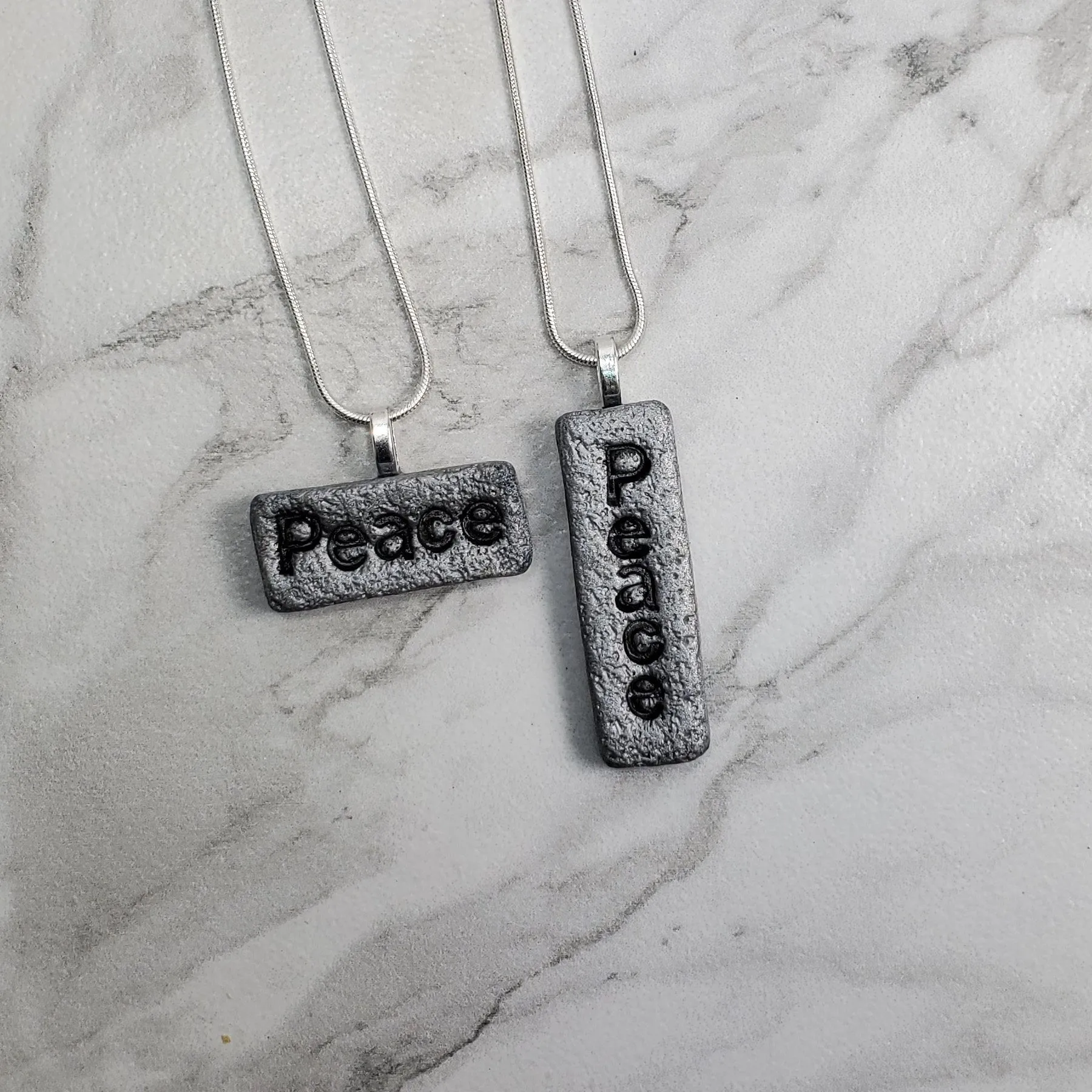 Rectangle Pendant - Peace Rock