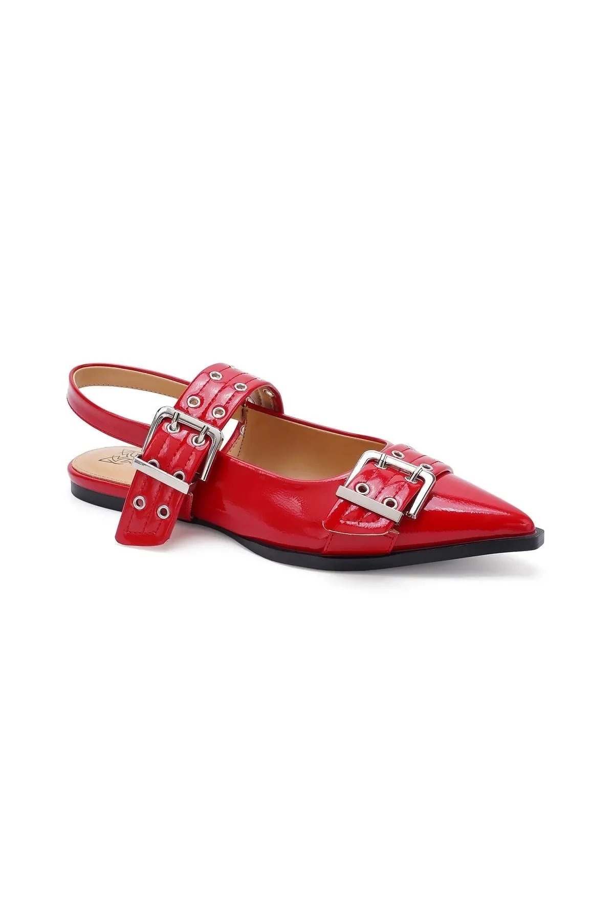 Red Buckle Strap Slingback