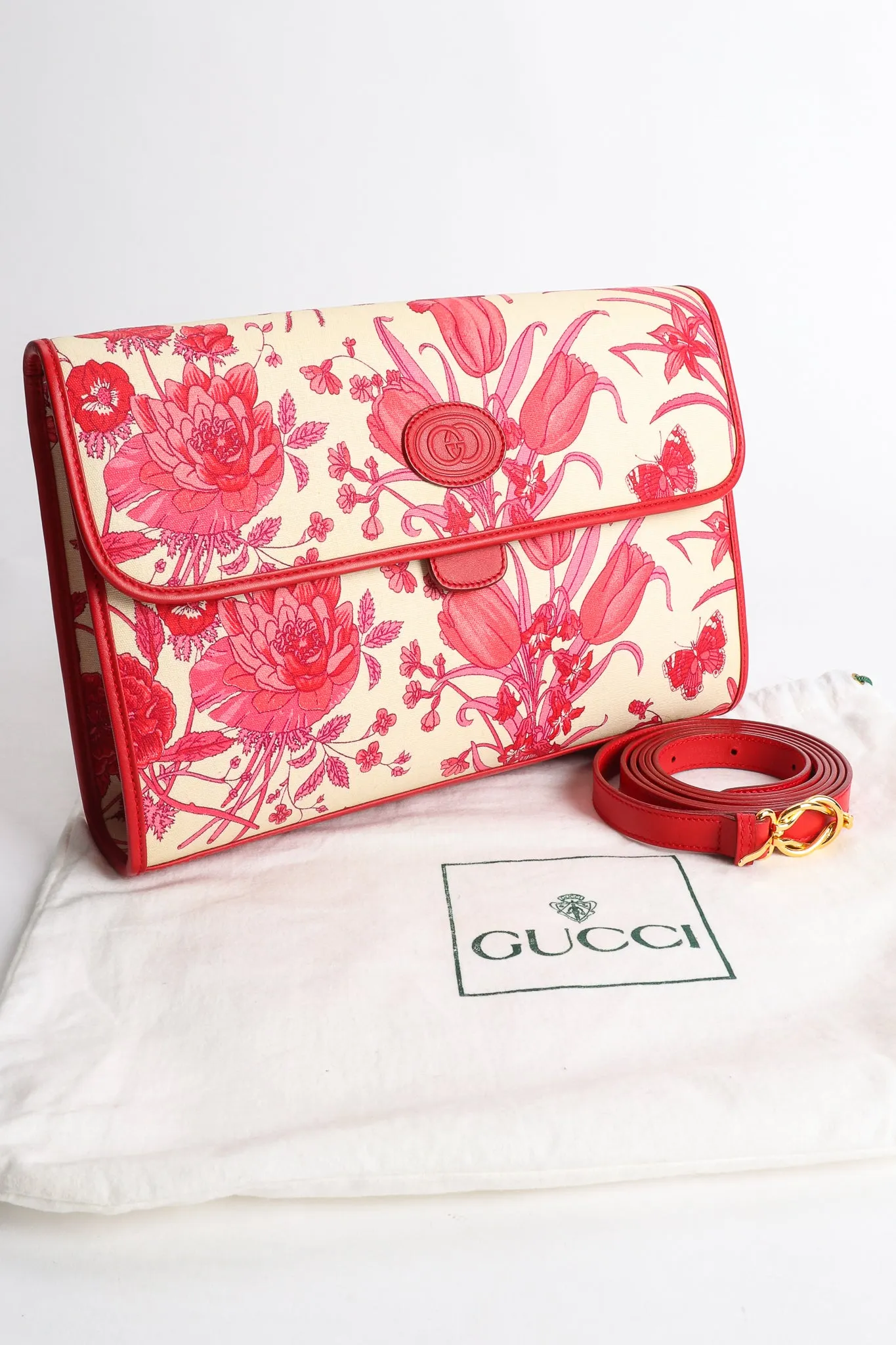 Red Flora Convertible Clutch