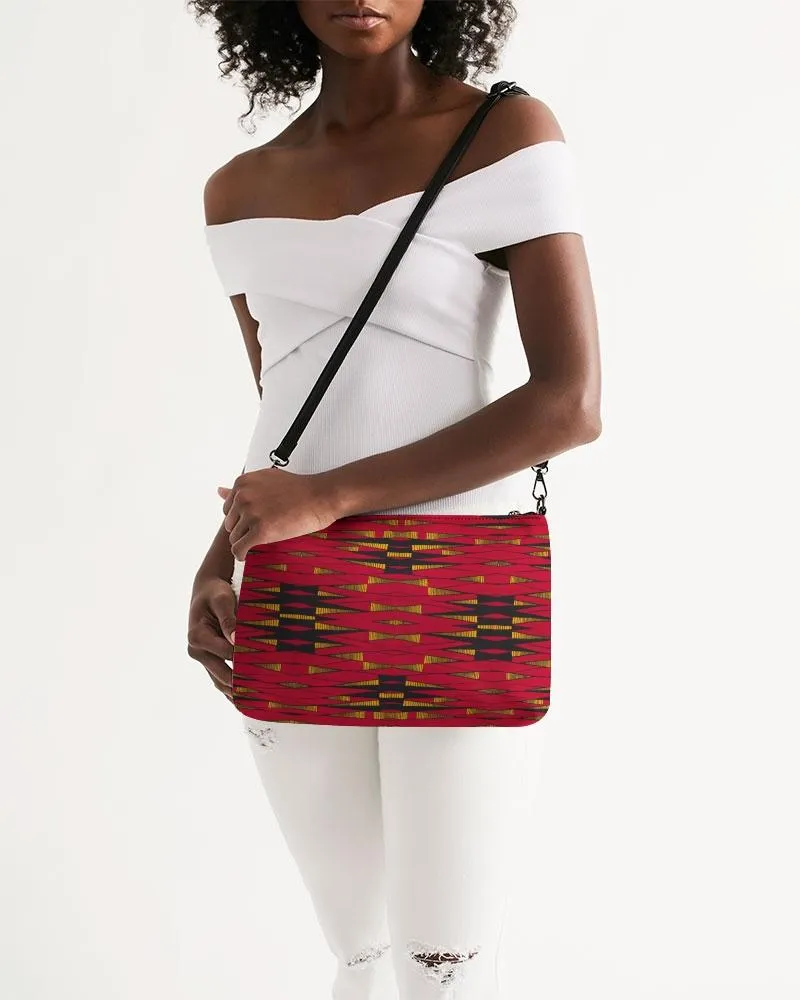 Red Gold African Print Daily Zip Pouch