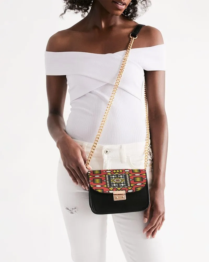 Red Yellow African Print Small Shoulder Bag