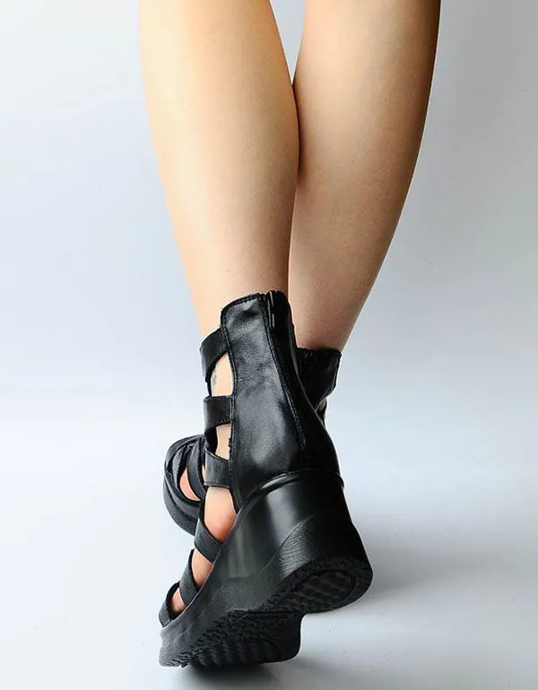 Retro Rome Style Ankle Strappy Wedge Sandals 34-41