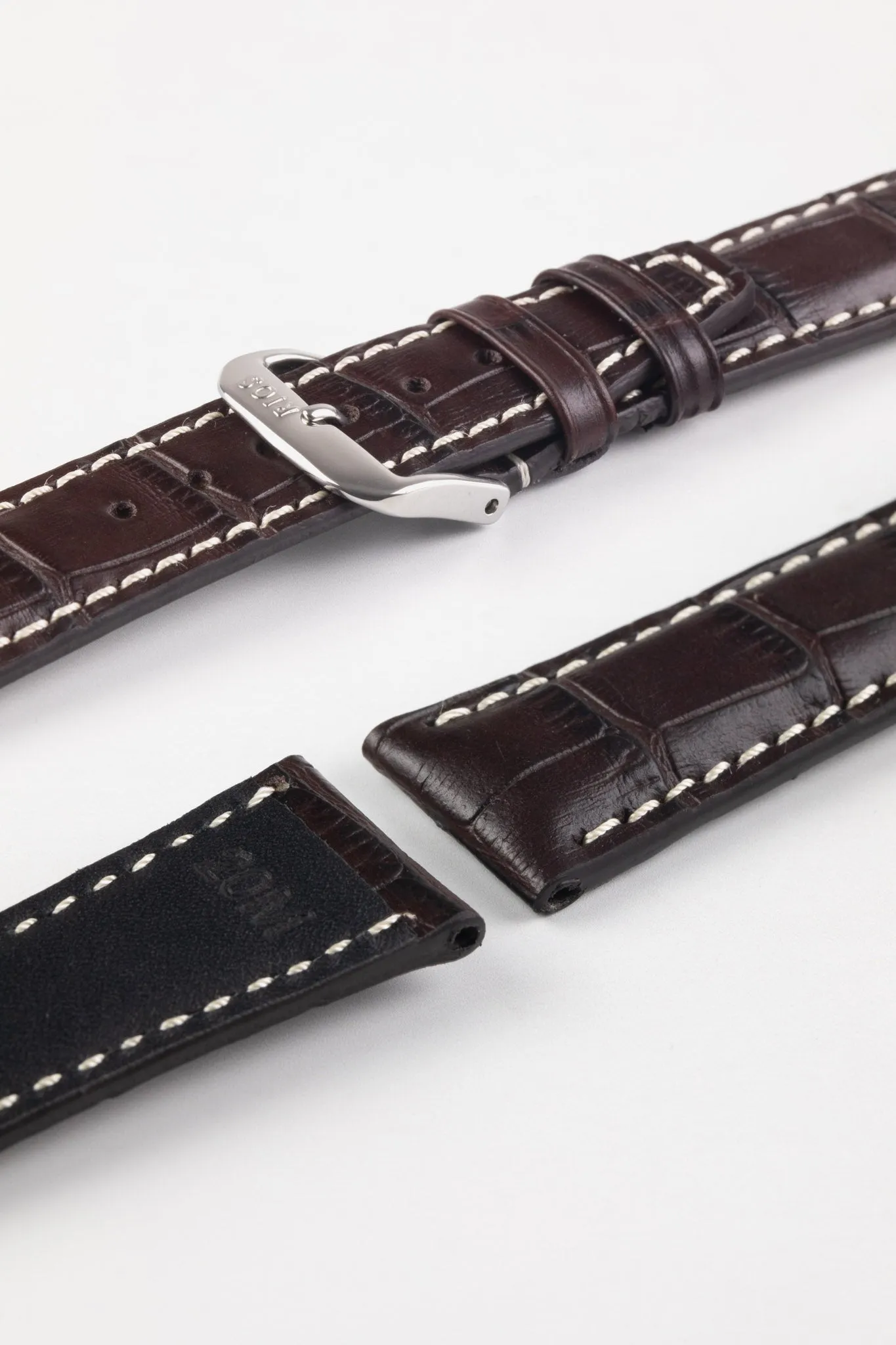 RIOS1931 BOSTON Alligator-Embossed Leather Watch Strap in MOCHA
