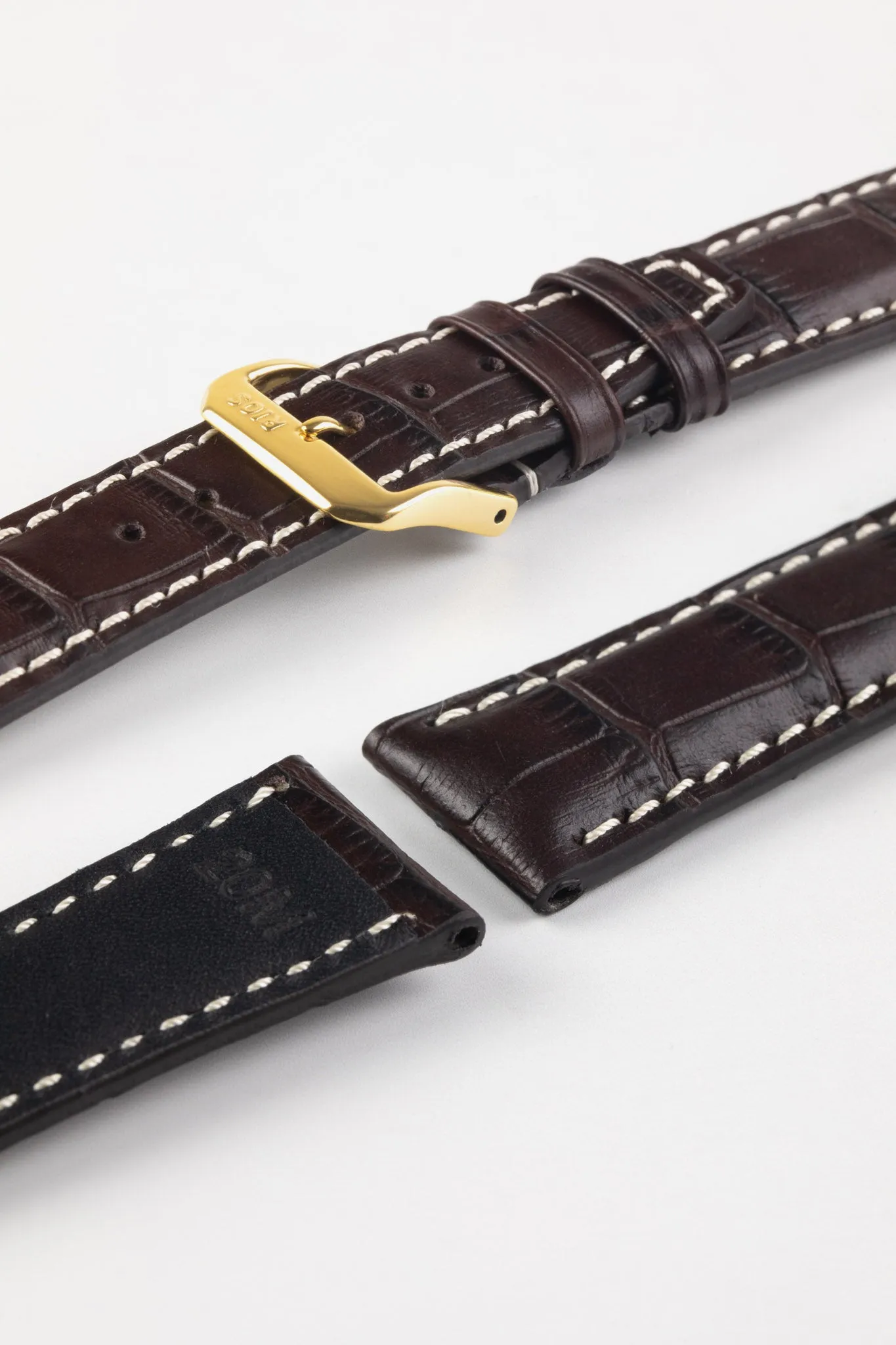 RIOS1931 BOSTON Alligator-Embossed Leather Watch Strap in MOCHA