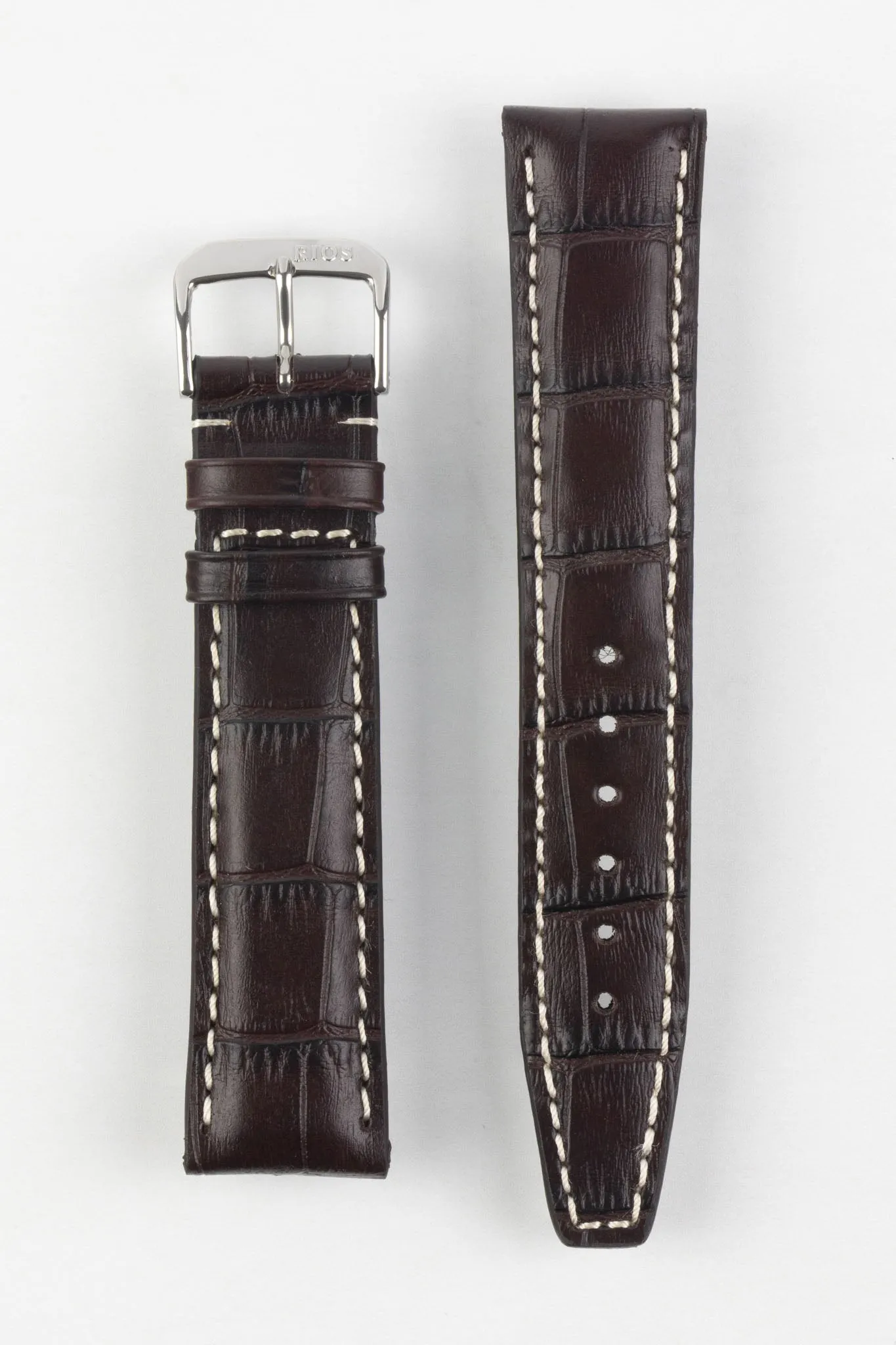RIOS1931 BOSTON Alligator-Embossed Leather Watch Strap in MOCHA