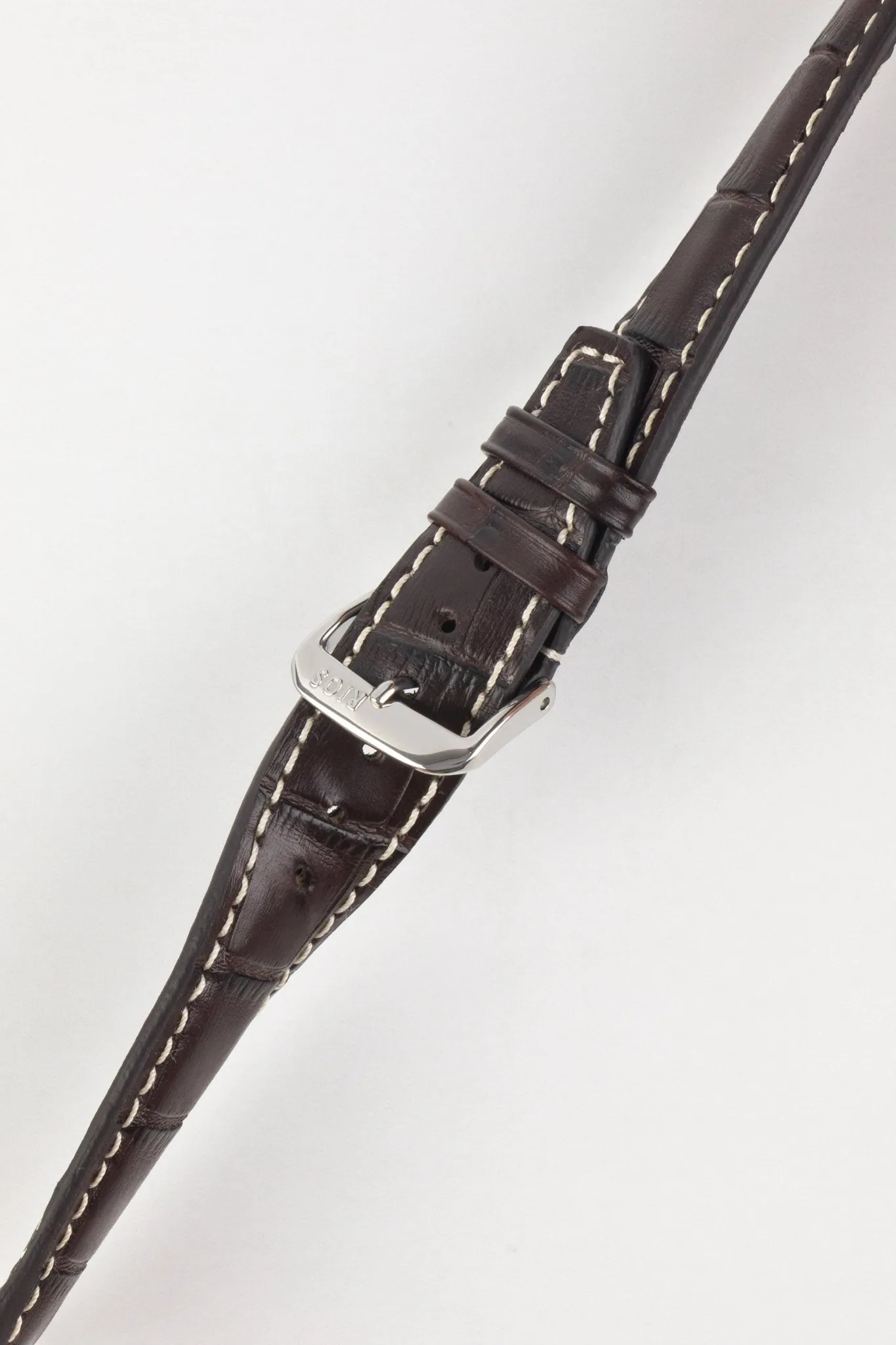 RIOS1931 BOSTON Alligator-Embossed Leather Watch Strap in MOCHA