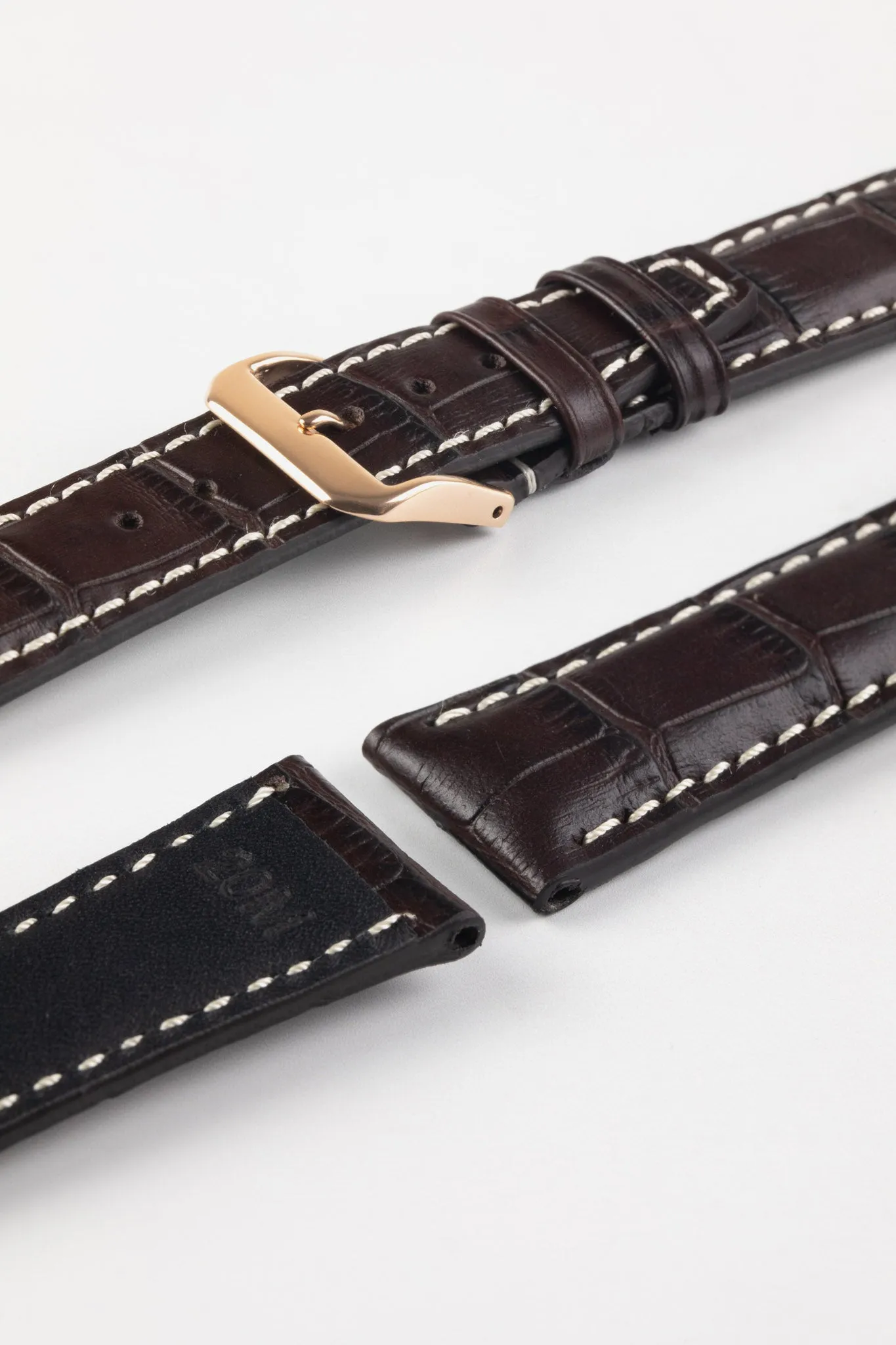 RIOS1931 BOSTON Alligator-Embossed Leather Watch Strap in MOCHA