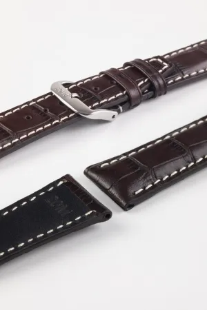 RIOS1931 BOSTON Alligator-Embossed Leather Watch Strap in MOCHA