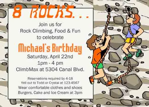ROCK WALL CUSTOM INVITATION