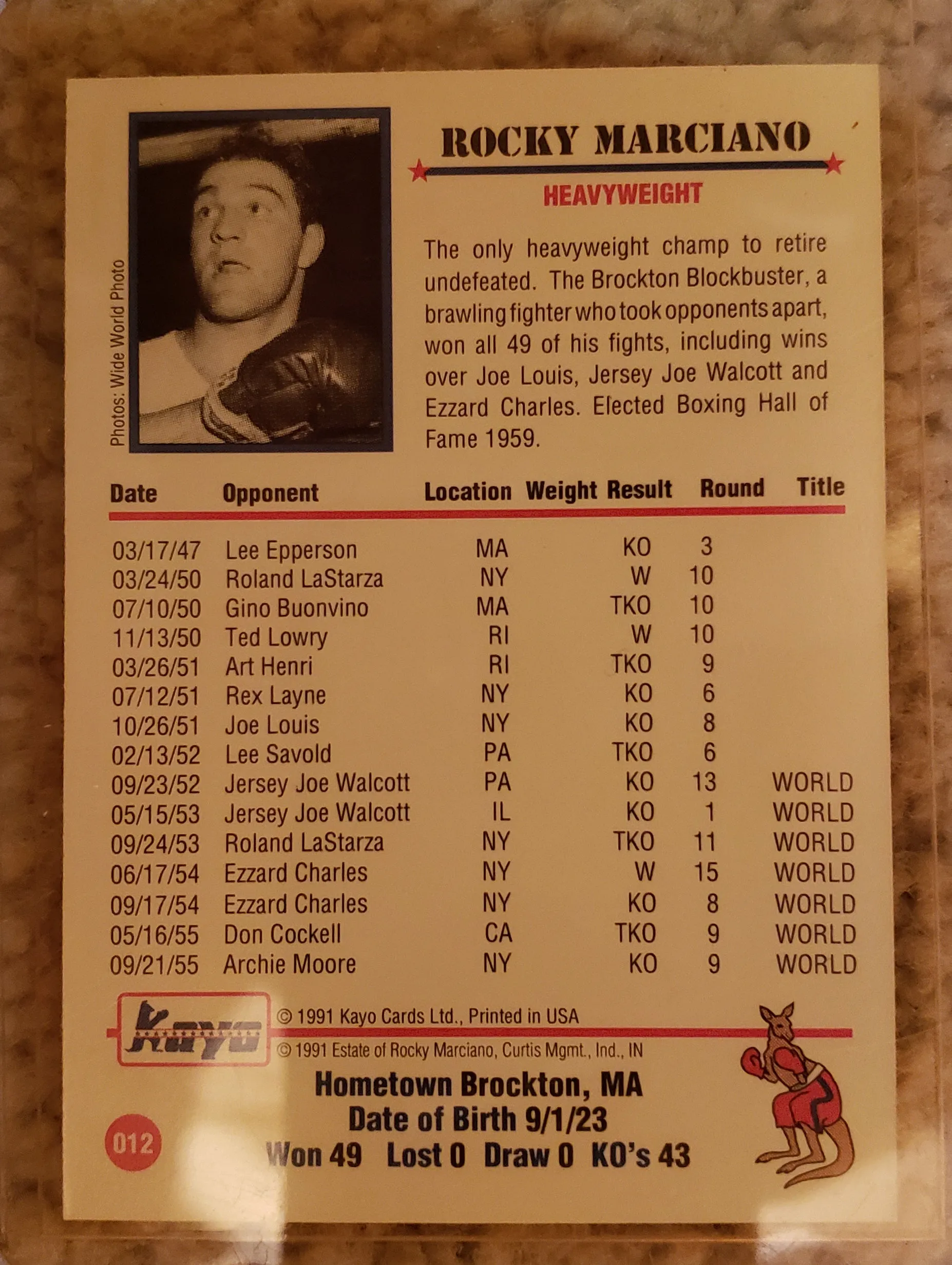 Rocky Marciano Trading Card