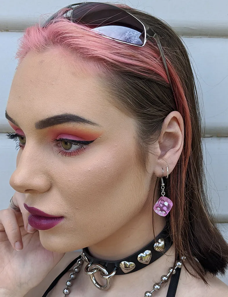 ROLLING DOUBLES DICE EARRINGS - PINK