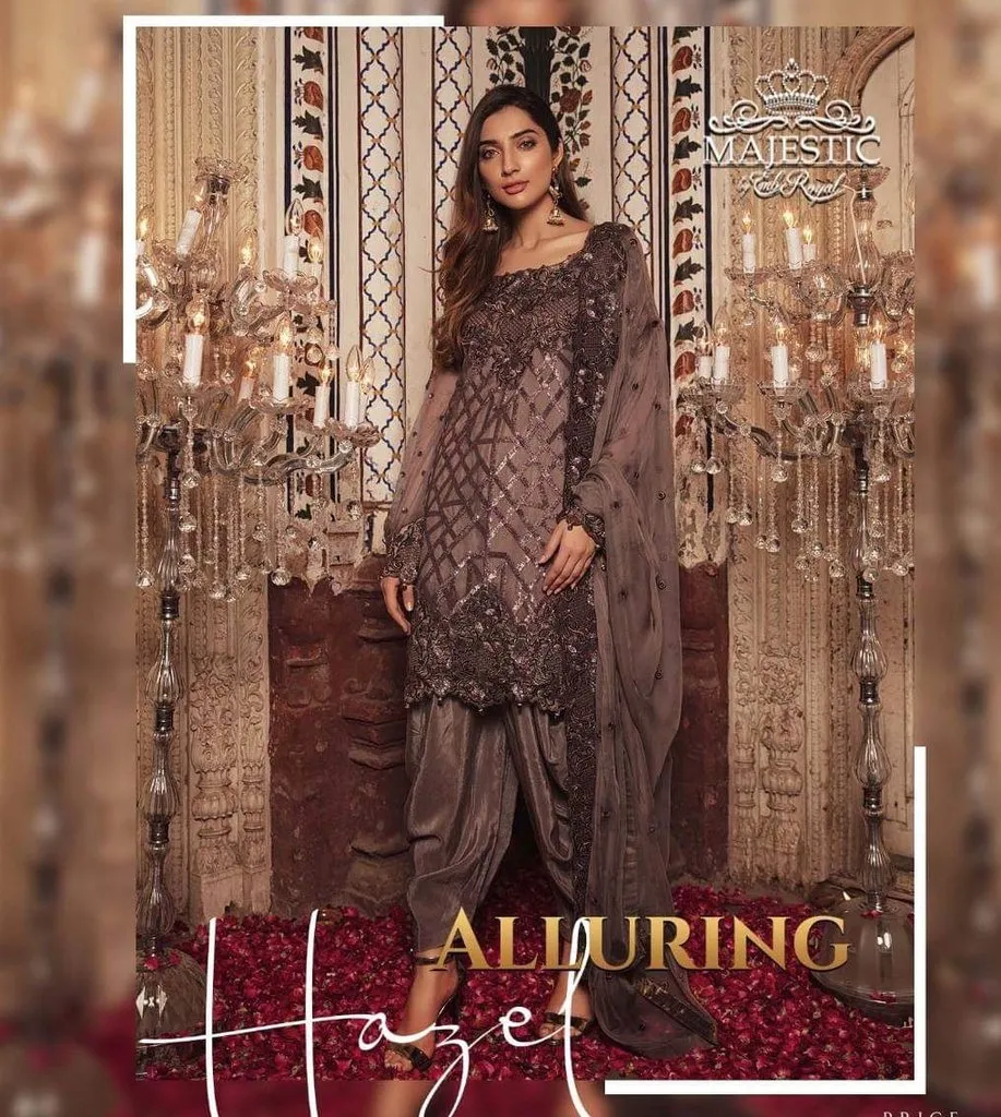 Royal Embroidered Pakistani Eid Dress in Hazel Color - C 1664
