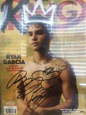 Ryan Garcia Signed Boxing Ring Magazine "king" Boxing Photo