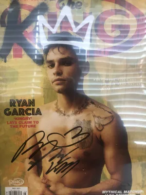 Ryan Garcia Signed Boxing Ring Magazine "king" Boxing Photo
