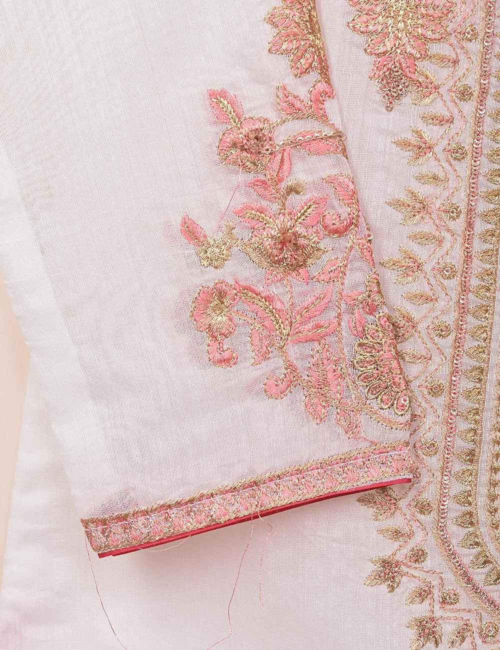 Semi Formal Paper Cotton Fabric Embroidered Stitched Kurti - Equinox (T20-040C-White)