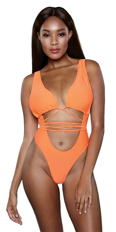 Sexy Elise Plunge Criss Cross Front Cut Out Swimsuit
