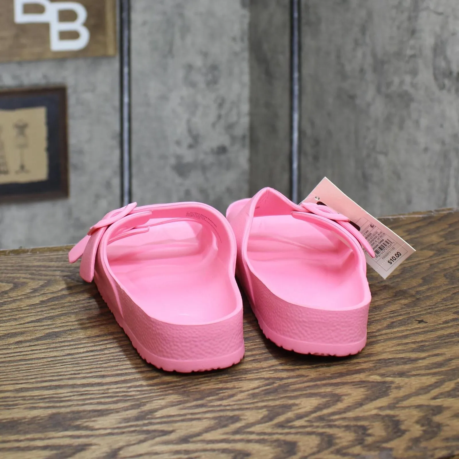 Shade & Shore Women's Neida EVA Two Band Footbed Slide Sandals Vibrant Pink 7M