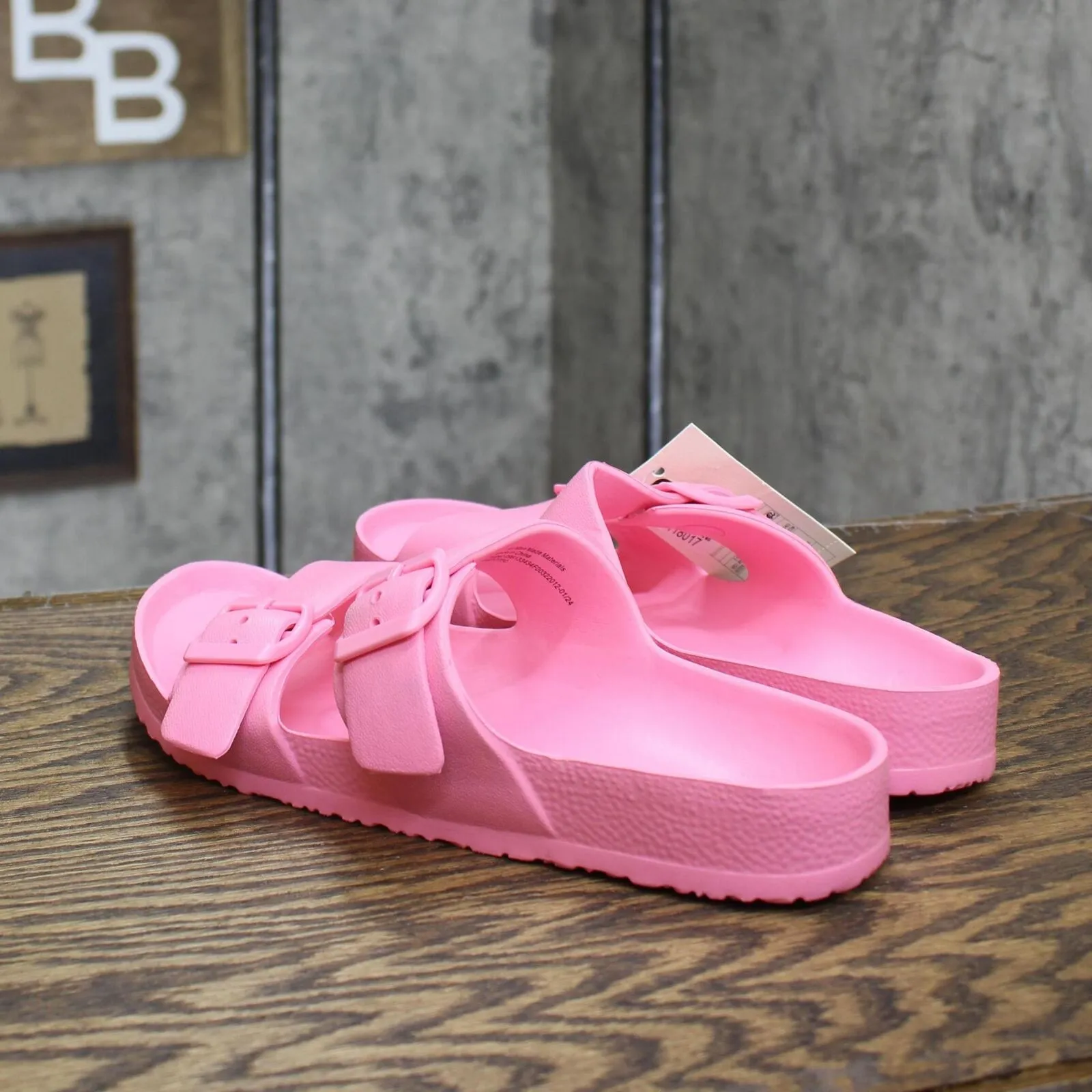 Shade & Shore Women's Neida EVA Two Band Footbed Slide Sandals Vibrant Pink 7M
