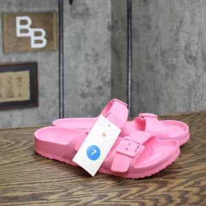 Shade & Shore Women's Neida EVA Two Band Footbed Slide Sandals Vibrant Pink 7M