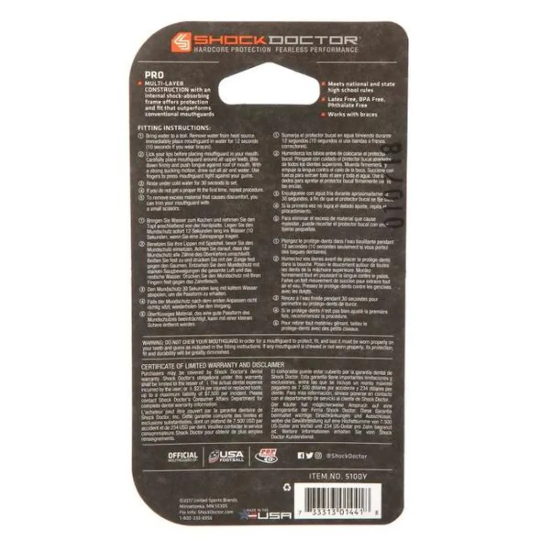 SHOCK DOCTOR PRO MOUTHGUARD - ADULT AND YOUTH