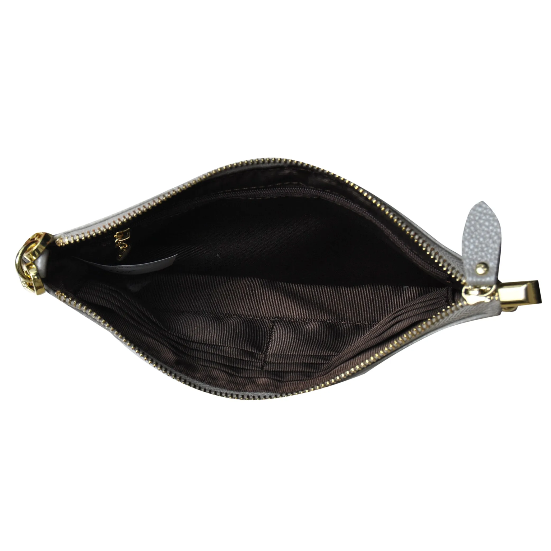 Silver NGIL Genuine Leather Wristlet Crossbody Bag